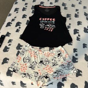 Joyspun Coffee Lover Club Tank and Patterned Shorts Set